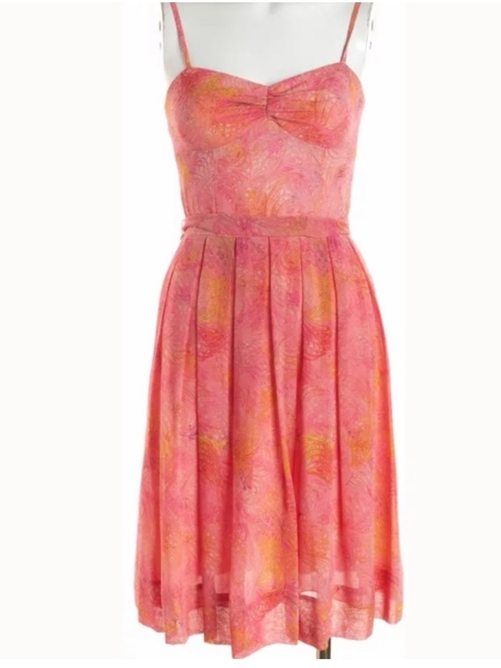 Trina Turk Pink Paisley Print Silk Vintage Style Cocktail Dress Size 8